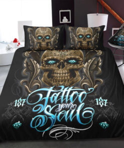 Tattoo Your Soul - Vintage Skull Bedding Set mothers day cards mother's day cozy bed