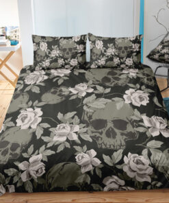 mother's day bunk bed designs Vintage Floral Skull Pattern Bedding Set