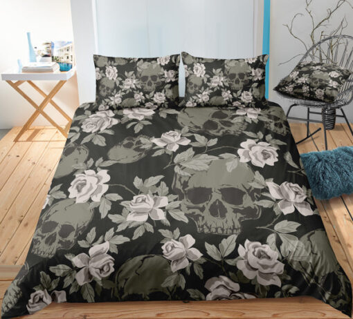 mother's day bunk bed designs Vintage Floral Skull Pattern Bedding Set