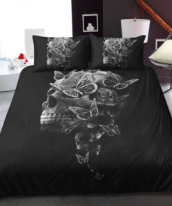 Old School B&W Butterflies Skull Bedding Set bunk bed designs mothers day cards mother's day