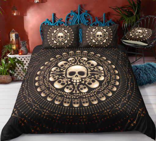 Vintage Skull Mandala Bedding Set mother's day bed aesthetic