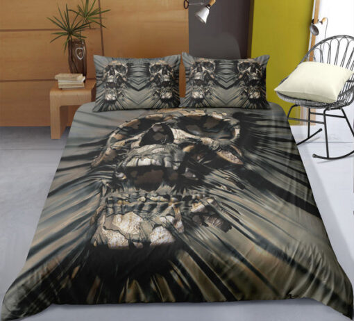 Screaming Vintage Skull Bedding Set mother's day cozy bedroom aesthetic