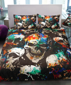 Colorful Spray Skull Monogram Bedding Set mothers day cards mother's day cozy bed