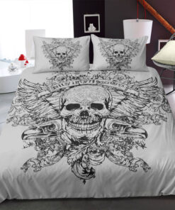 bed sheets mothers day cards bunk bed designs Old Skull Floral Feather Skull Sketch Bedding Set