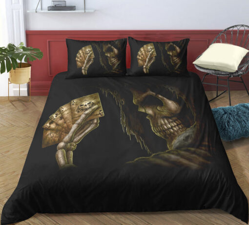 bed sheets mother's day feliz dia de las madres Dark Golden Card Skull Bedding Set