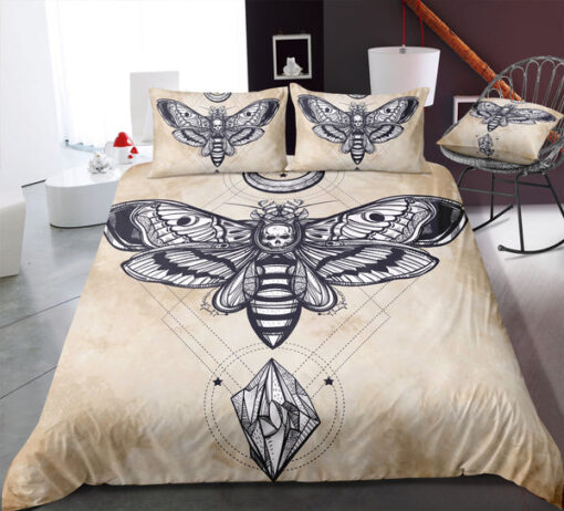 Old School Butterfly Skull Bedding Set cozy bed mothers day cards bed sheets feliz dia de las madres