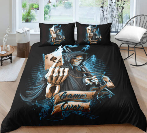 Card Game Over Skull Bedding Set bed aesthetic mother's day feliz dia de las madres