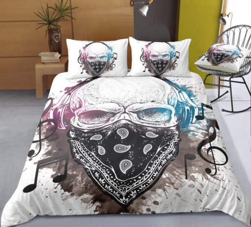 Modern Music Bandana Mask Skull Bedding Set feliz dia de las madres cozy bedroom aesthetic bed aesthetic