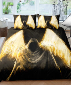 bed aesthetic mother's day Dark Ghost Bright Wings Skull Bedding Set