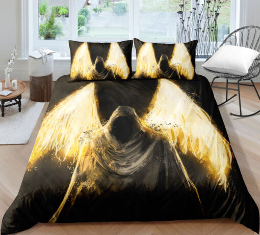 bed aesthetic mother's day Dark Ghost Bright Wings Skull Bedding Set