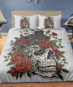 bunk bed designs feliz dia de las madres mothers day cards cozy bedroom aesthetic Vintage Roses Skull White Bedding Set