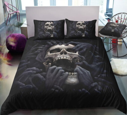 mothers day cards bed aesthetic bed sheets feliz dia de las madres Multi Holding Hand Screaming SKull Bedding Set