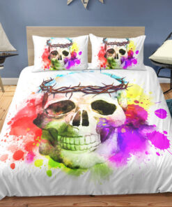 mothers day cards bunk bed designs mother's day cozy bedroom aesthetic Barbed Wire Crown Coloful Spray Skull Bedding Set
