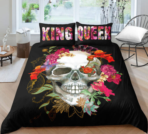 King & Queen Floral Skull Bedding Set mother's day bunk bed designs mothers day cards