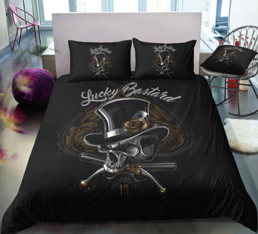 cozy bed cozy bedroom aesthetic feliz dia de las madres mothers day cards Lucky Bastard - Cowboy Skull Bedding Set