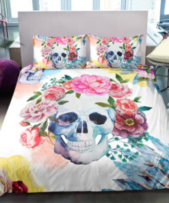 bed sheets cozy bed mother's day Pastel Floral Sugar Skull Bedding Set