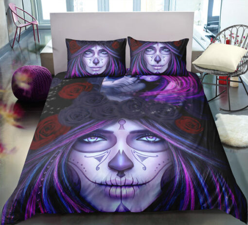 cozy bed mothers day cards bunk bed designs feliz dia de las madres Purple Floral Lady Skull Bedding Set