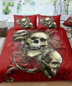 mothers day cards mother's day bed sheets Vintage Pirate Skull Red Bedding Set