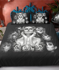 Old School Ladies Skull Bedding Set mothers day cards bed sheets feliz dia de las madres