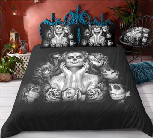 Old School Ladies Skull Bedding Set mothers day cards bed sheets feliz dia de las madres
