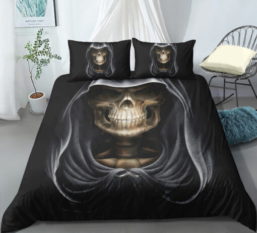 mother's day bed aesthetic cozy bedroom aesthetic Dark Reaper Skull Bedding Set