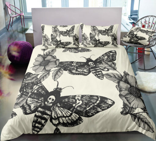 feliz dia de las madres bunk bed designs Old School Butterfly Skull Tattoo Bedding Set