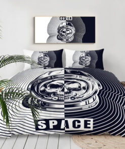 Black Skull Astronaut LKSPMA71 Bedding Set mothers day cards bunk bed designs bed aesthetic feliz dia de las madres