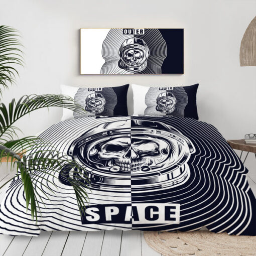 Black Skull Astronaut LKSPMA71 Bedding Set mothers day cards bunk bed designs bed aesthetic feliz dia de las madres