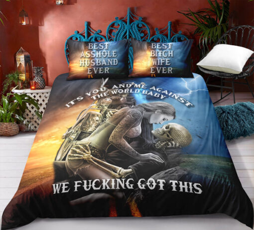 Red and Blue Tone Thunder Biker Skull Bedding Set cozy bedroom aesthetic bunk bed designs mothers day cards