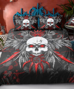 Red Black Wings Skull Bedding Set feliz dia de las madres bunk bed designs bed aesthetic