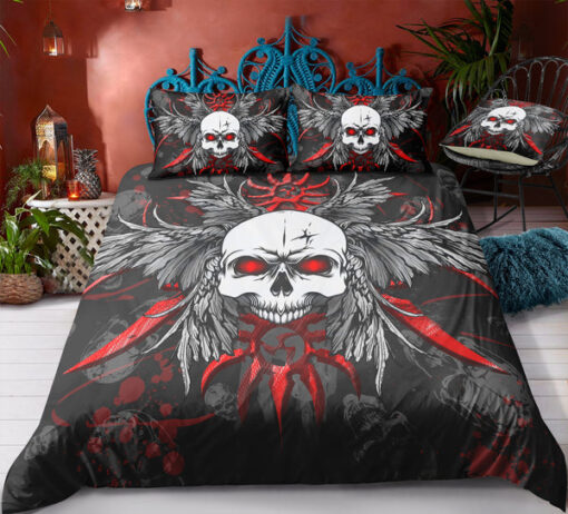 Red Black Wings Skull Bedding Set feliz dia de las madres bunk bed designs bed aesthetic
