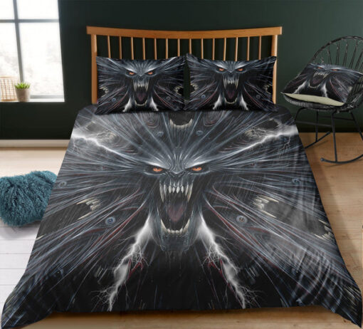 Thunder B&W Screaming Ghosh Skull Bedding Set mothers day cards feliz dia de las madres bed aesthetic cozy bed