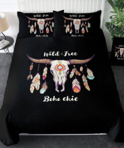 Wild & Free Buffalo Skull and Dreamcatcher  SWBJ4454 Bedding Set bed aesthetic mothers day cards mother's day