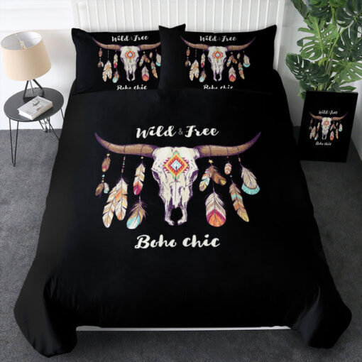Wild & Free Buffalo Skull and Dreamcatcher  SWBJ4454 Bedding Set bed aesthetic mothers day cards mother's day