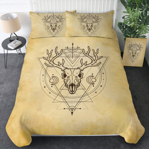 bed aesthetic cozy bedroom aesthetic mothers day cards feliz dia de las madres Vintage Deer Skull Zodiac SWBJ4504 Bedding Set
