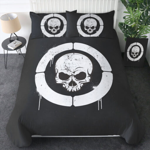mothers day cards bed aesthetic mother's day B&W Military Skull Spray SWBJ4534 Bedding Set