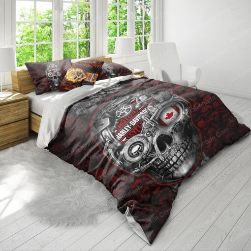 cozy bedroom aesthetic mother's day feliz dia de las madres Buy Big Skulls Harley Davidson And Canada Flag Bedding Sets Bed Sets, Bedroom Sets, Comforter Sets, Duvet Cover, Bedspread - Image 4
