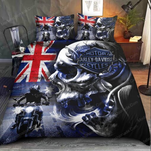 Buy Biker Skull Skeleton Motorcycle Harley-Davidson Bedding Sets Bed Sets, Bedroom Sets, Comforter Sets, Duvet Cover, Bedspread cozy bedroom aesthetic mother's day mothers day cards - Image 2