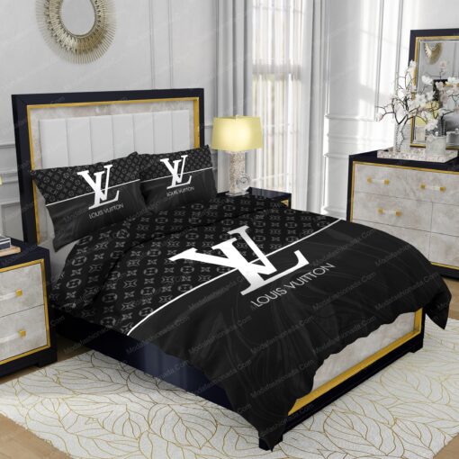 mothers day cards bed aesthetic mother's day Black And White Veinstone Louis Vuitton Bedding Sets - Image 2