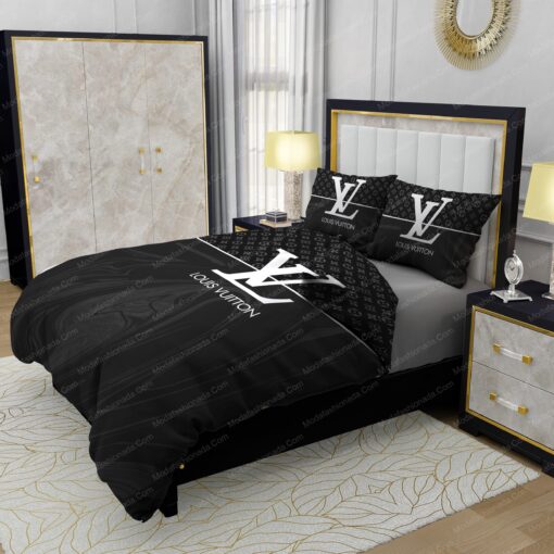 mothers day cards bed aesthetic mother's day Black And White Veinstone Louis Vuitton Bedding Sets - Image 4