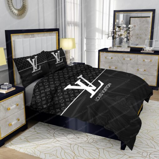 mothers day cards bed aesthetic mother's day Black And White Veinstone Louis Vuitton Bedding Sets - Image 5