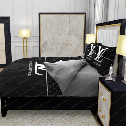 mothers day cards bed aesthetic mother's day Black And White Veinstone Louis Vuitton Bedding Sets - Image 6