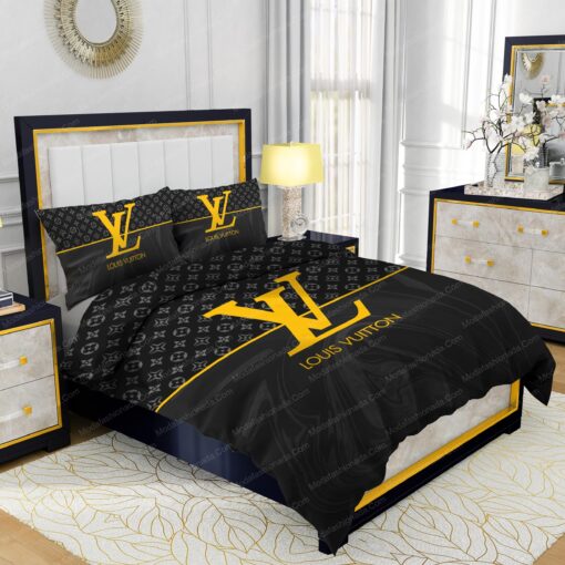 feliz dia de las madres bunk bed designs cozy bedroom aesthetic Black  Veinstone And Gold Louis Vuitton Bedding Sets - Image 2