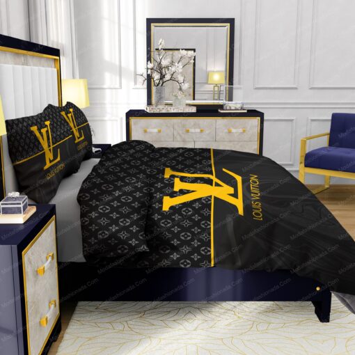 feliz dia de las madres bunk bed designs cozy bedroom aesthetic Black  Veinstone And Gold Louis Vuitton Bedding Sets - Image 7