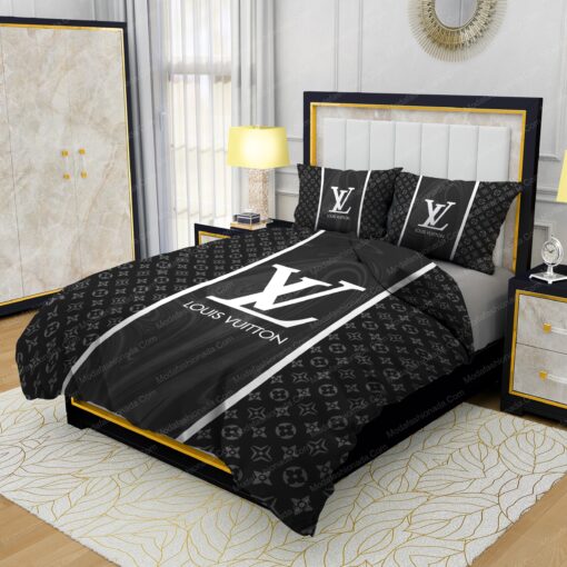 mother's day cozy bedroom aesthetic bunk bed designs Black Veinstone Louis Vuitton Bedding Sets - Image 3