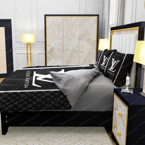 mother's day cozy bedroom aesthetic bunk bed designs Black Veinstone Louis Vuitton Bedding Sets - Image 6
