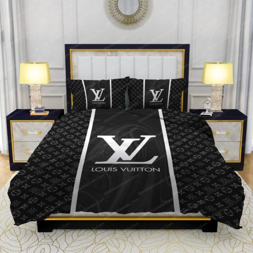 mother's day cozy bedroom aesthetic bunk bed designs Black Veinstone Louis Vuitton Bedding Sets