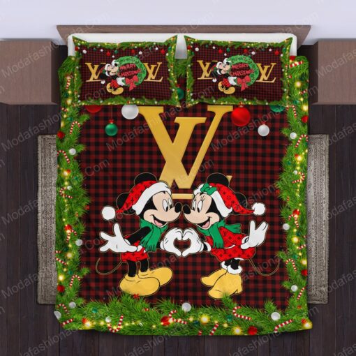 cozy bed mother's day Christmas Mickey And Minnie LV Bedding Sets