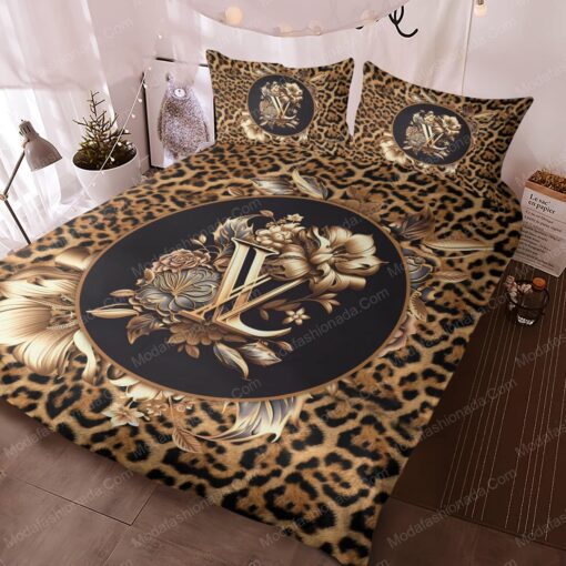 Flowers And Leopard Pattern Louis Vuitton Bedding Sets mothers day cards bed aesthetic - Image 3
