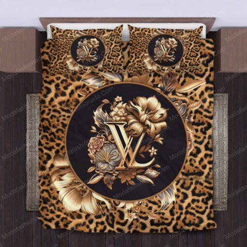 Flowers And Leopard Pattern Louis Vuitton Bedding Sets mothers day cards bed aesthetic